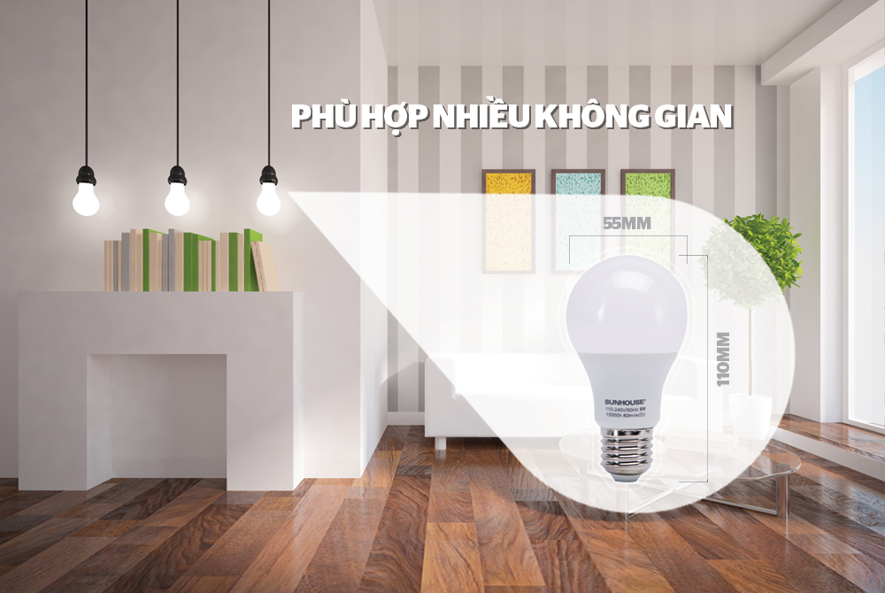 Bộ đèn LED thân nhôm SHE-LEDA60AL-A8W (trắng) 3