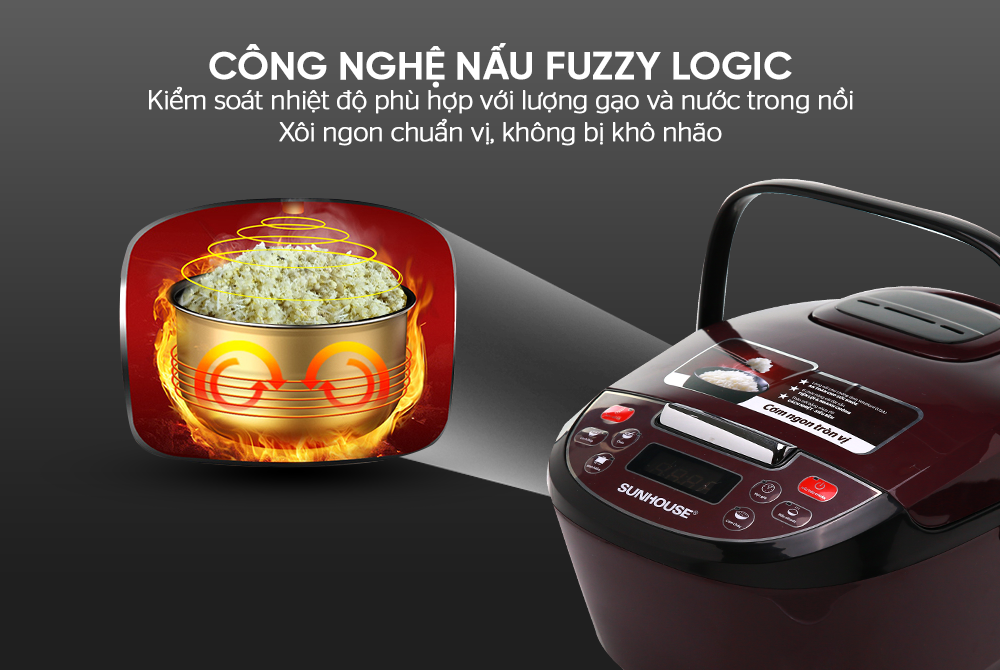 Công nghệ nấu Fuzzy Logic giúp hạt gạo nở đều, dẻo mềm, tránh bị khô hay nhão