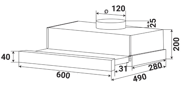 Kích thước máy hút mùi 60cm