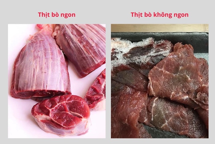 Thịt bò tươi ngon có thớ thịt đỏ, độ đàn hồi nhất định và không có mùi lạ