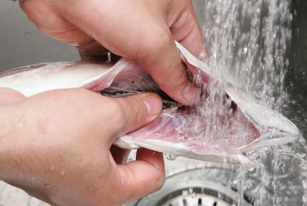 Bạn nên rửa sạch cá với muối để loại bỏ bớt đi mùi tanh của cá