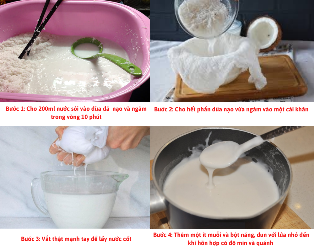Nếu không muốn dùng nước cốt dừa đóng hộp, bạn cũng có thể dễ dàng nấu nước cốt dừa tại nhà chỉ với vài bước đơn giản 