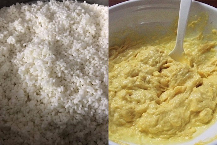 Hãy trộn gạo với hỗn hợp sầu riêng nước cốt dừa để món ăn thấm vị hơn