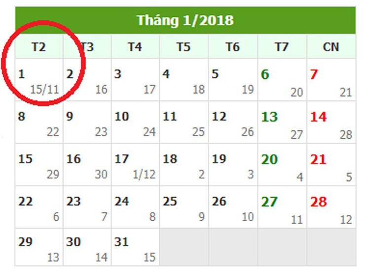 Lịch nghỉ tết dương lịch 2018 chính thức
