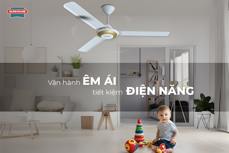 Quạt 3 cánh phù hợp cho phòng khách lớn, khu vực bếp, ban công, hoặc các không gian công cộng