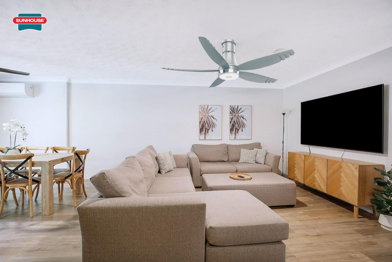 Quạt trần SUNHOUSE APEX APF7681G phù hợp cho phòng khách nhỏ