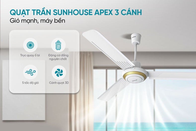 Lựa chọn mua quạt trần 3 cánh hay 5 cánh phụ thuộc vào nhu cầu gió và thẩm mỹ cá nhân