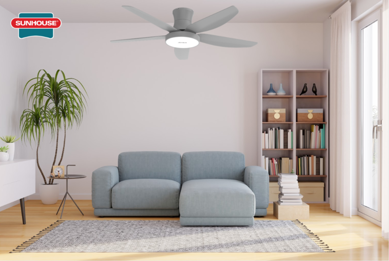 Quạt trần SUNHOUSE APEX APF7685G trong không gian đọc sách