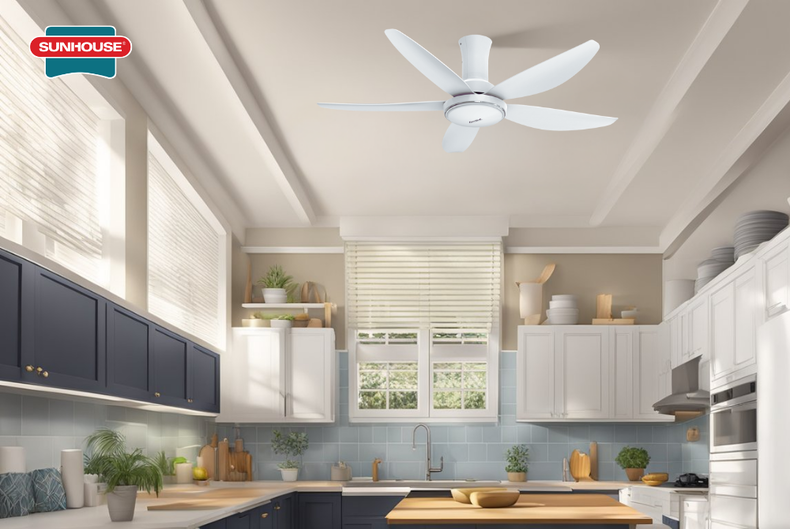 Bạn hoàn toàn có thể lắp quạt trần phòng bếp nhưng cần chọn đúng vị trí, đúng loại quạt