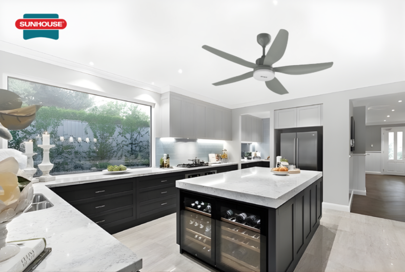 Quạt trần SUNHOUSE APEX APF7688W cho những căn bếp có chiều cao trần tiêu chuẩn