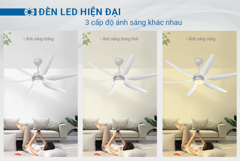 Lựa chọn quạt trần có tích hợp đèn LED thông minh để sử dụng tiện lợi hơn