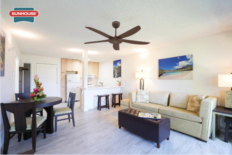 Mẫu quạt SUNHOUSE APEX APF7665B phù hợp cho các trần yếu hoặc trần thạch cao đã cũ