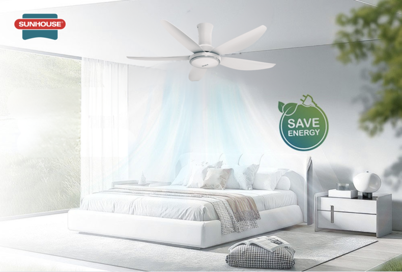 Quạt trần cổ ngắn vẫn đảm bảo hiệu suất lưu thông không khí với luồng gió mạnh, ổn định