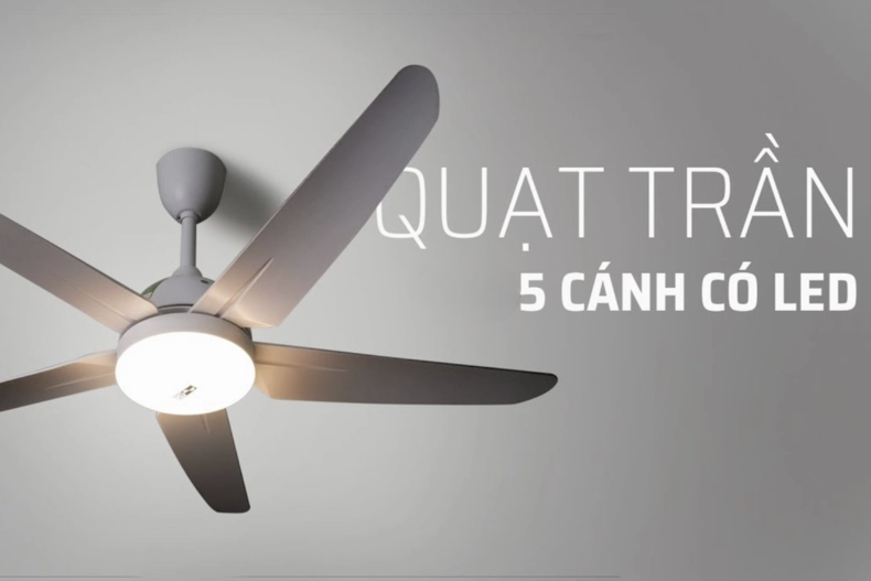 Quạt trần phòng khách tích hợp đèn LED giúp tối ưu không gian và chi phí
