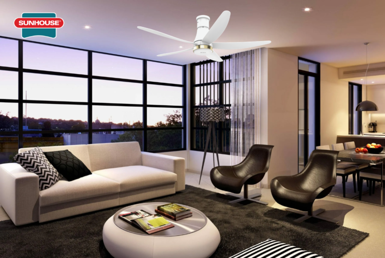 Quạt trần SUNHOUSE APEX APF7680W là lựa chọn hoàn hảo cho chung cư trần thấp