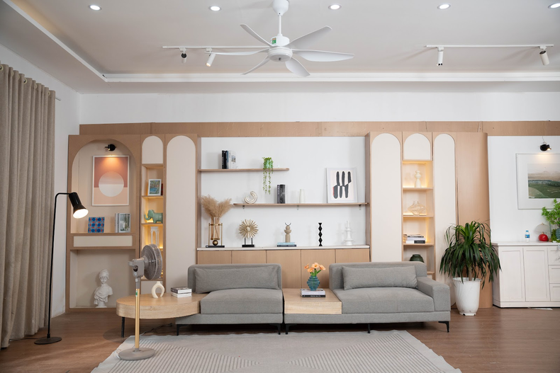 Quạt trần cho phòng khách là lựa chọn an toàn tuyệt đối nếu gia đình có trẻ nhỏ