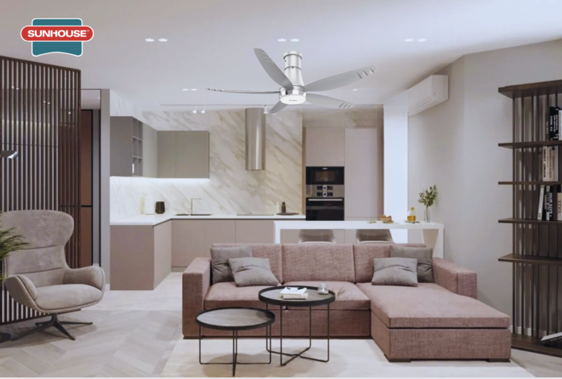 Quạt trần SUNHOUSE APEX APF7681G sở hữu tông màu ghi sang trọng