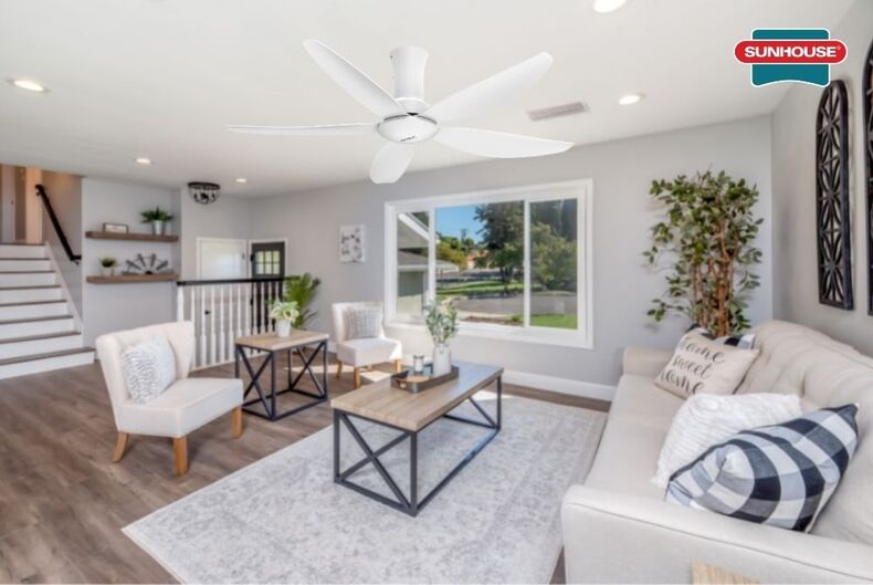 Quạt trần SUNHOUSE APF7669W phù hợp không gian phòng khách hiện đại
