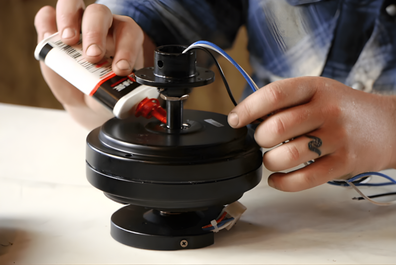 Trục quay hoặc bạc đạn khô dầu cũng có thể làm quạt trần không quay.