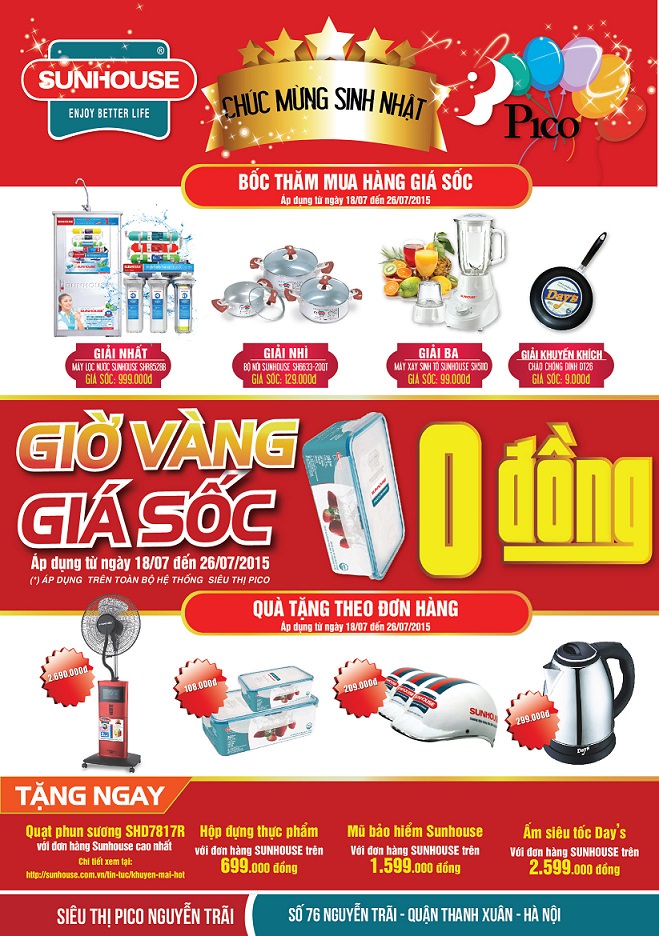 Sunhouse chào mừng sinh nhật siêu thị Pico Nguyễn Trãi