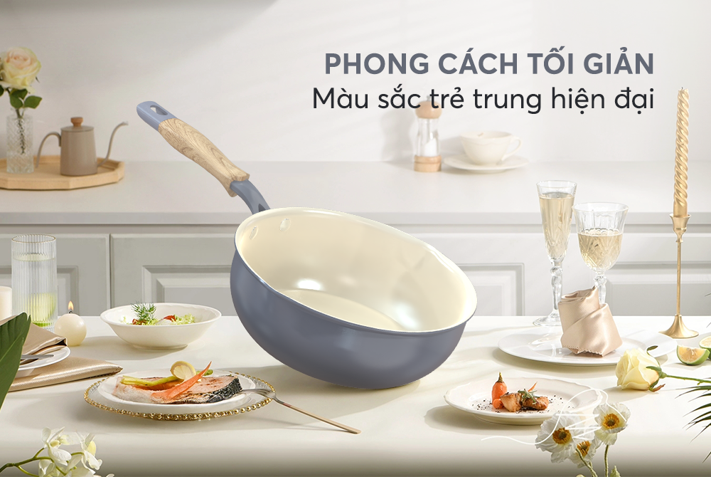Chảo sâu phủ sứ đáy từ Sunhouse Healthy SDP28M