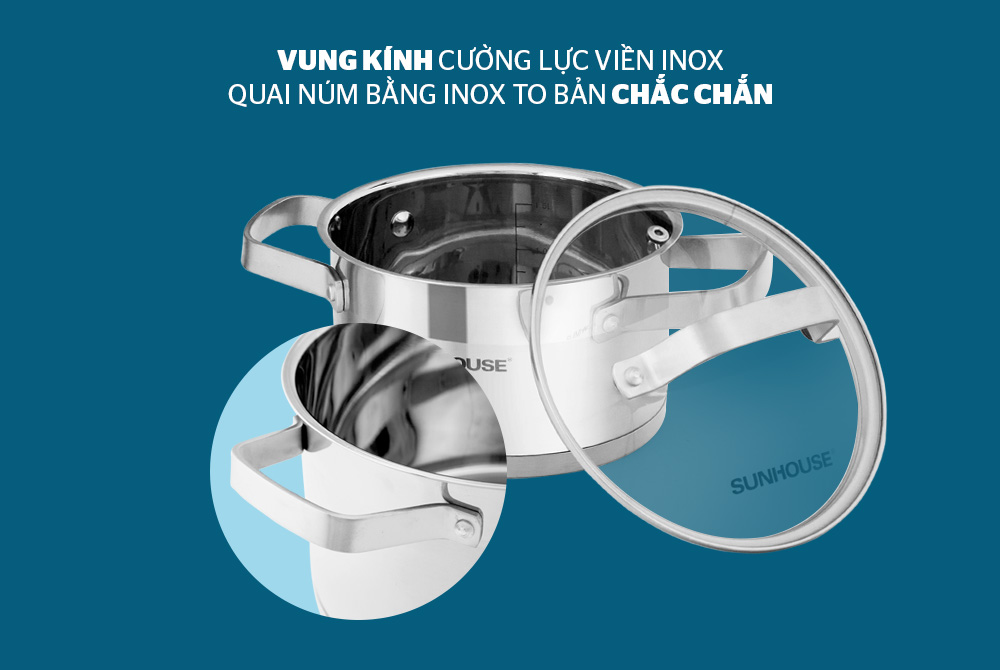 Bộ nồi inox 5 đáy SUNHOUSE SH780 01