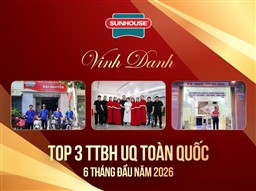 VINH DANH TOP 3 TRẠM BẢO HÀNH ỦY QUYỀN SUNHOUSE TOÀN QUỐC XUẤT SẮC 6 THÁNG ĐẦU NĂM 2026