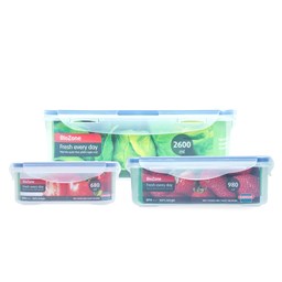 Bộ 3 hộp bảo quản thực phẩm ngăn mát BioZone Space Saving KB-CO3P02