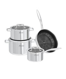 Bộ nồi chảo Inox hybrid liền đáy Sunhouse Mama SHG810