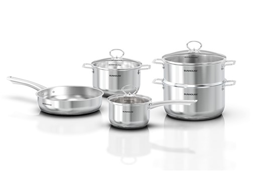 Bộ nồi chảo inox impact plus Sunhouse SHG991