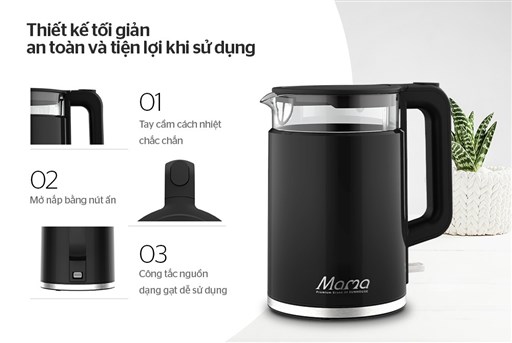 Ấm siêu tốc thủy tinh 1.7L Sunhouse SHD1330 - hình ảnh thực tế