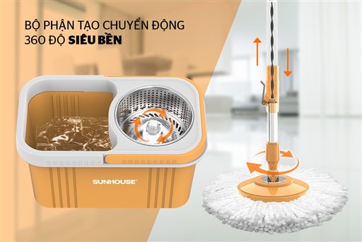 Bộ lau nhà xoay 360 độ Sunhouse KS-CL350PO - hình ảnh thực tế