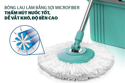 Bộ lau nhà xoay 360 độ Sunhouse KS-CL330S - hình ảnh thực tế