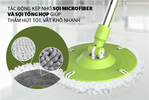 Bộ lau nhà xoay 360 độ Sunhouse KS-CL260PG - hình ảnh thực tế