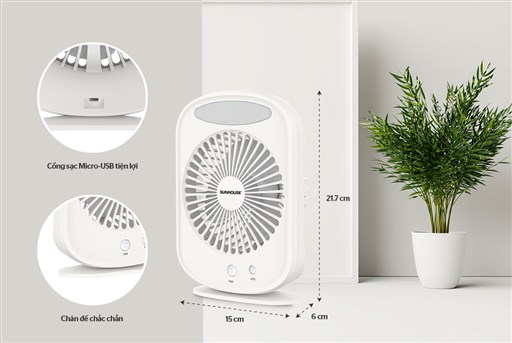 Quạt sạc mini Sunhouse SHD7110 - hình ảnh thực tế