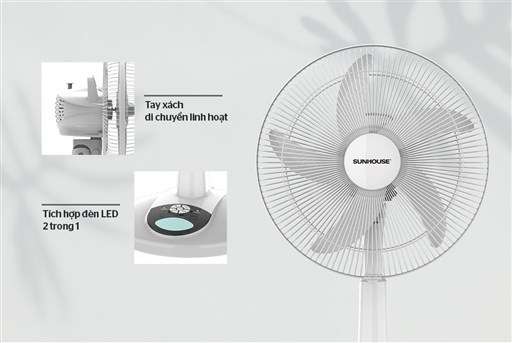Quạt sạc Sunhouse SHD7228 - hình ảnh thực tế