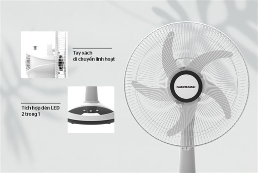 Quạt sạc Sunhouse SHD7223 - hình ảnh thực tế