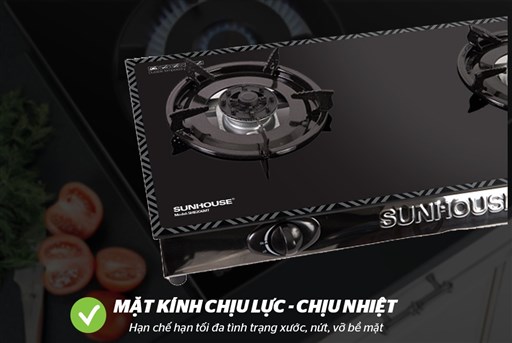 Bếp gas dương kính Sunhouse SHB206MT - hình ảnh thực tế