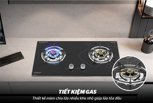 Bếp gas âm kính Sunhouse SHB5515-SG - hình ảnh thực tế