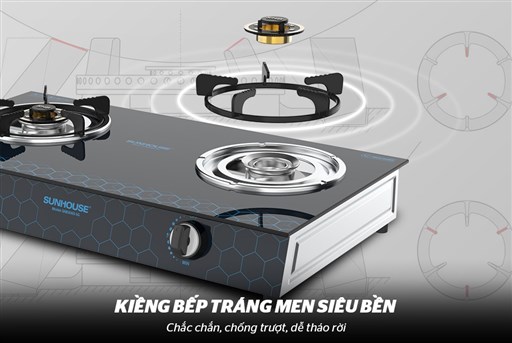 Bếp gas dương kính Sunhouse SHB3065-SG - hình ảnh thực tế