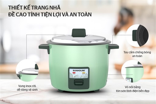 Nồi cơm điện 1.8 l Sunhouse SHD8133 - hình ảnh thực tế
