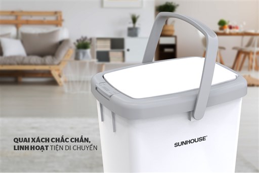 Thùng rác chữ nhật nắp bấm Sunhouse KS-TR12LP