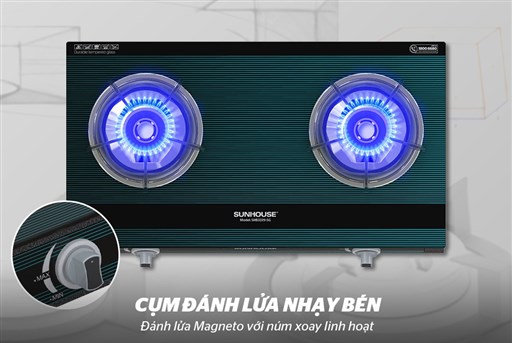 Bếp gas dương kính Sunhouse SHB3339-SG - hình ảnh thực tế
