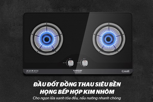 Bếp gas âm kính Sunhouse SHB6630 - hình ảnh thực tế