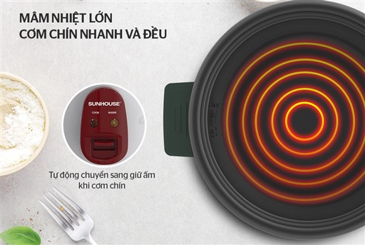 Nồi cơm điện 1.2 l Sunhouse SHD8106 - hình ảnh thực tế