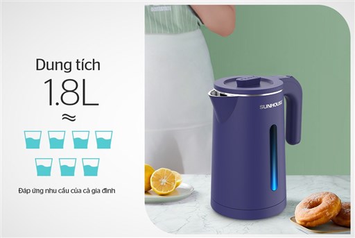 Ấm siêu tốc inox 2 lớp 1.8L Sunhouse SHD1355 - hình ảnh thực tế