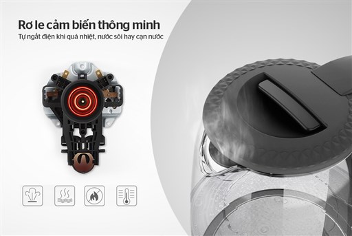 Ấm siêu tốc thủy tinh Sunhouse SHD1215B - hình ảnh thực tế