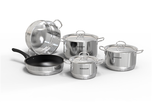 BỘ NỒI CHẢO INOX 5 ĐÁY SUNHOUSE SHG998