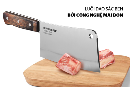 Dao chặt chuôi gỗ pakka Sunhouse KS-KN180CS - hình ảnh thực tế