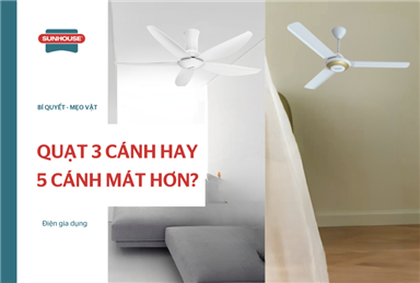 Quạt 3 cánh hay 5 cánh mát hơn? So sánh chi tiết giúp bạn chọn đúng